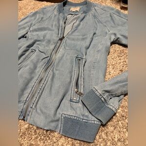LOFT Light Blue Denim Bomber Jacket